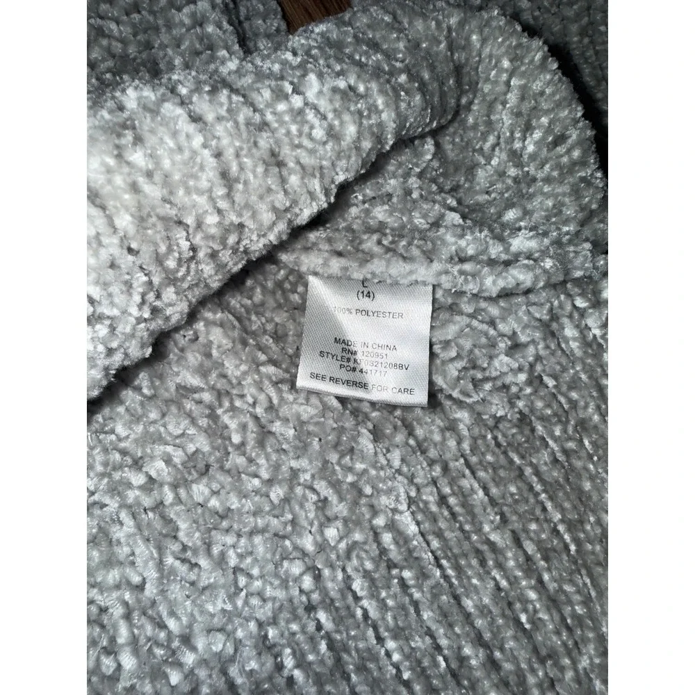 Pink Rose Girl Grey Chenille Lace Up Back Sweater‎ Size L 14 KF0S21208BV